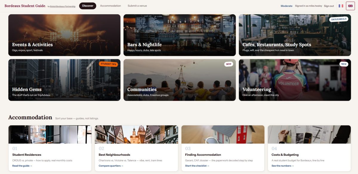 Link to Bordeaux Student Guide webapp